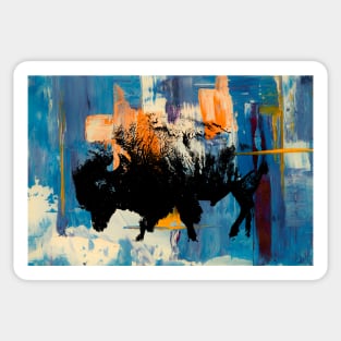 American Bison Stamp Art Painting Colorado Sticker